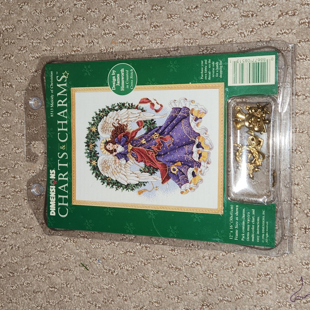 Angel cross stitch chart w/charms